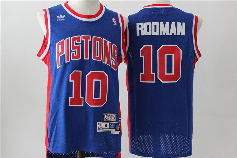 Men Detroit Pistons #10 Rodman Blue Throwback Stitched NBA Jersey